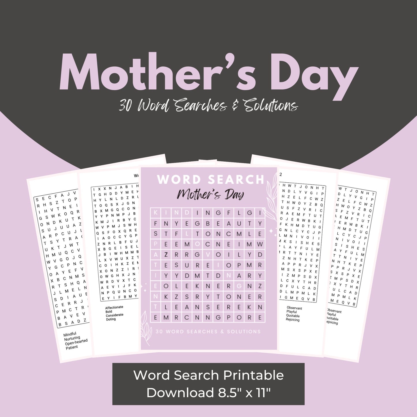 Mother's Day Word Search, Mother's Day Gift, Mom Printable, Mother's Day Puzzle Printable, Mom Word Search, Mother's Day Template