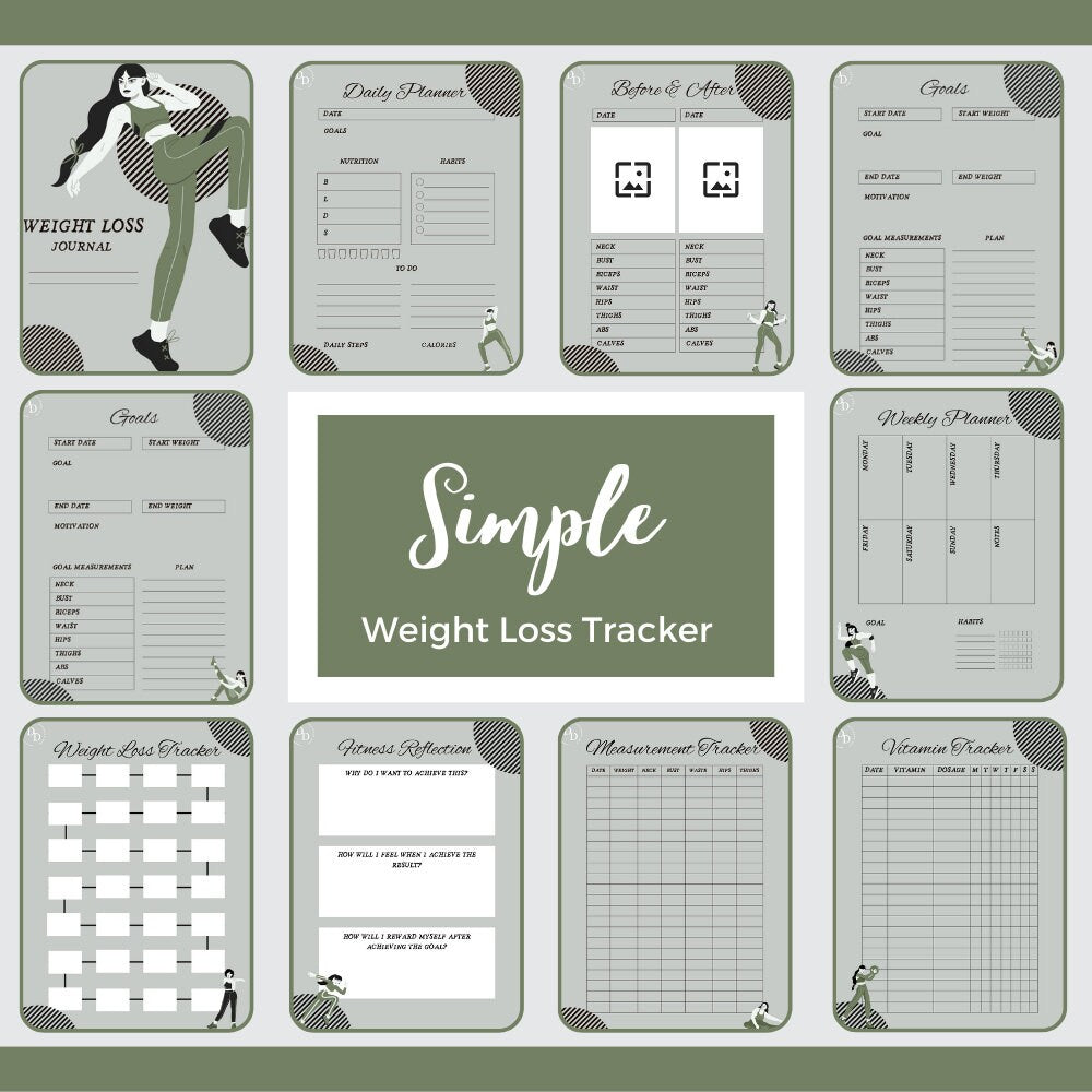 weight-loss-tracker-weight-loss-journal-fitness-planner-printable-w-dezignerden for Free Weight Loss Journal Printables Weight Loss Tracker, Weight loss Journal, Fitness Planner Printable, W – DezignerDen for Free Weight Loss Journal Printables