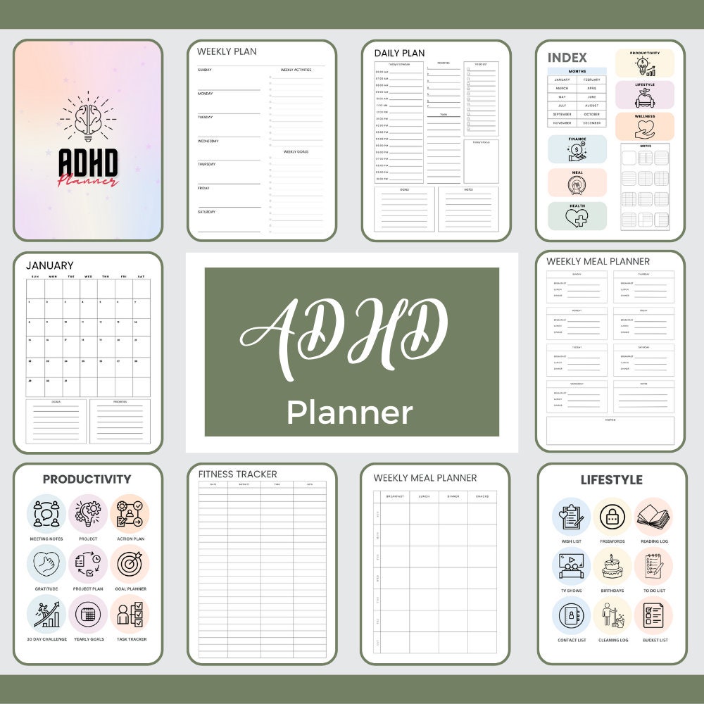 adhd-printable-planner-adhd-organization-adhd-journal-productivi-dezignerden for Free Printable Adhd Weekly Planner Template ADHD Printable Planner | ADHD Organization | ADHD Journal | Productivi – DezignerDen for Free Printable Adhd Weekly Planner Template