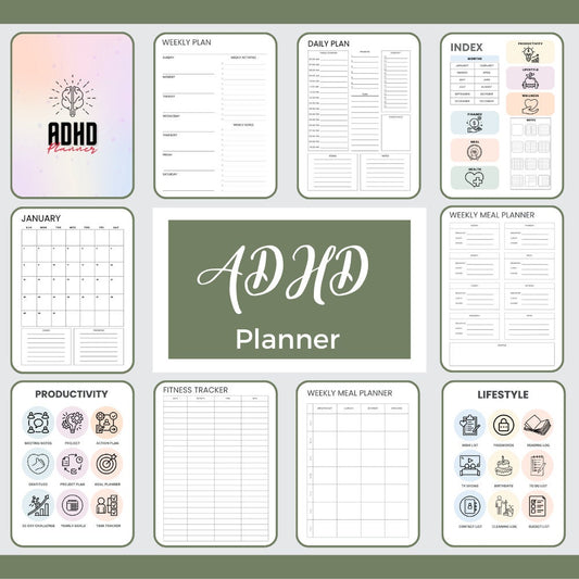 ADHD Printable Planner | ADHD Organization | ADHD Journal | Productivity Planner | Daily Planner Printable