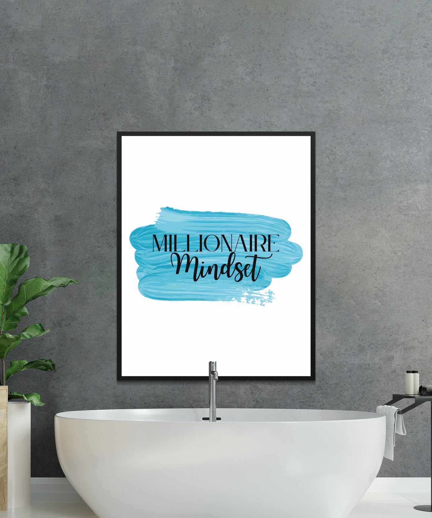 Digital Millionaire Mindset Wall Art Download in Turquoise - Wealth Affirmations, Success Quotes - Inspirational Decor
