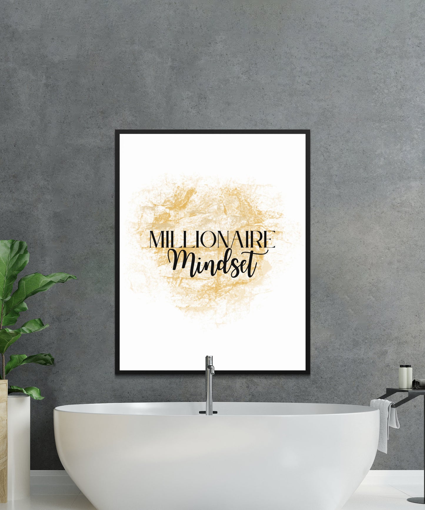 Digital Millionaire Mindset Wall Art Download in Gold - Wealth Affirmations, Success Quotes - Inspirational Decor