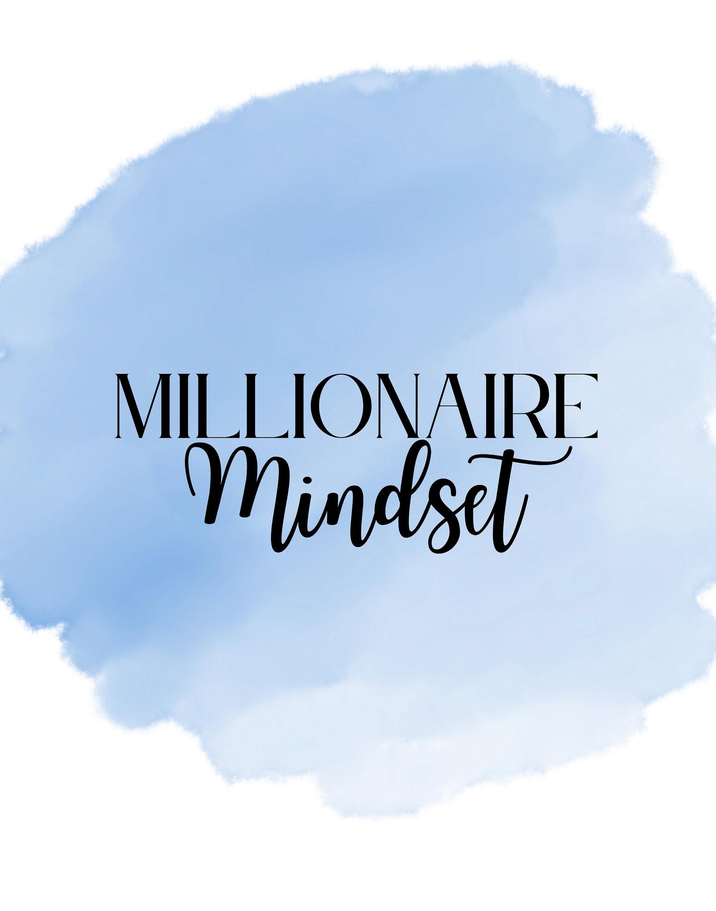 Digital Millionaire Mindset Wall Art Download in Blue - Wealth Affirmations, Success Quotes - Inspirational Decor