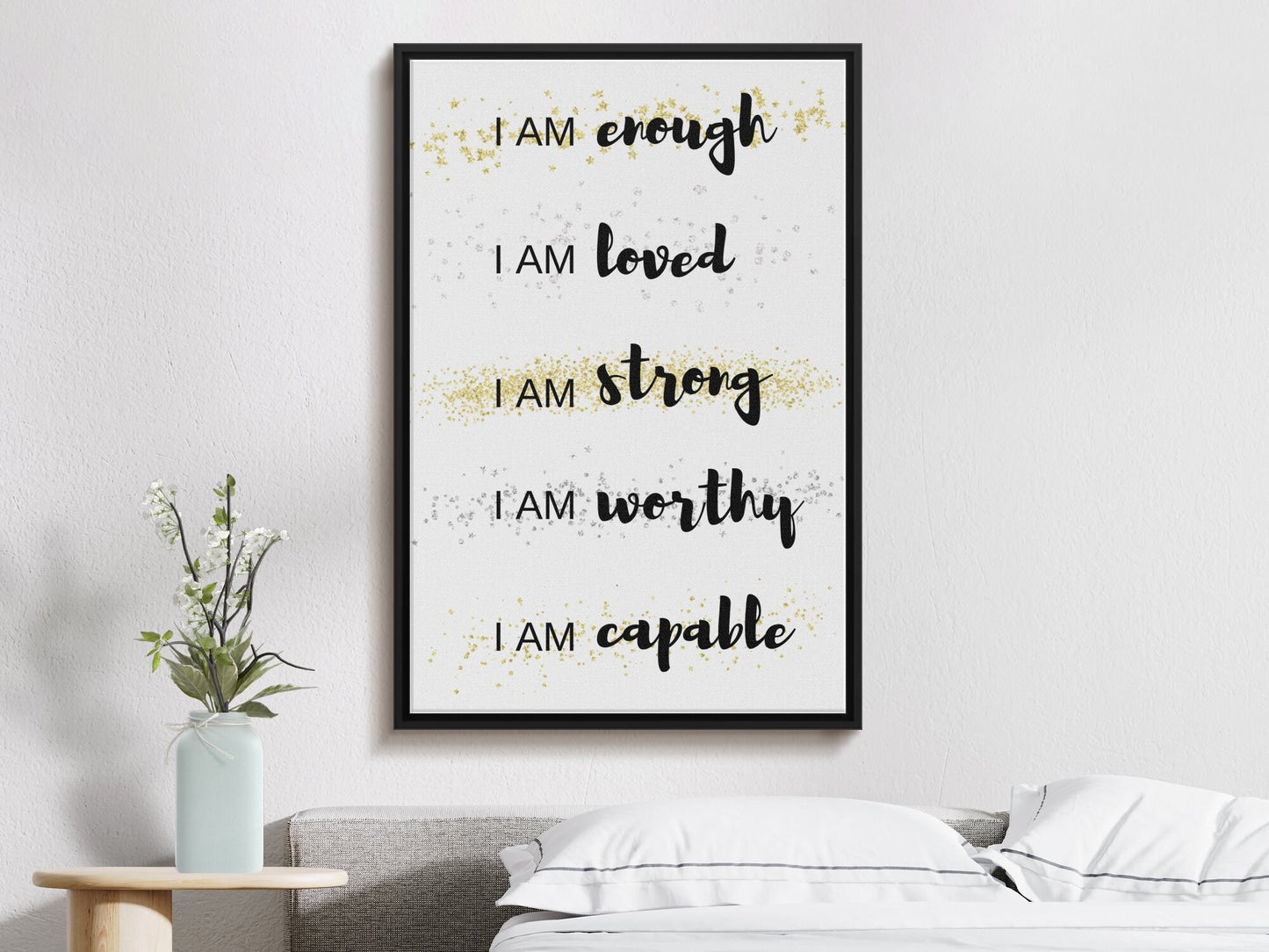Positive Affirmation Wall Art, You Are Enough print, Be Kind to Yourself quote wall art printable digital download