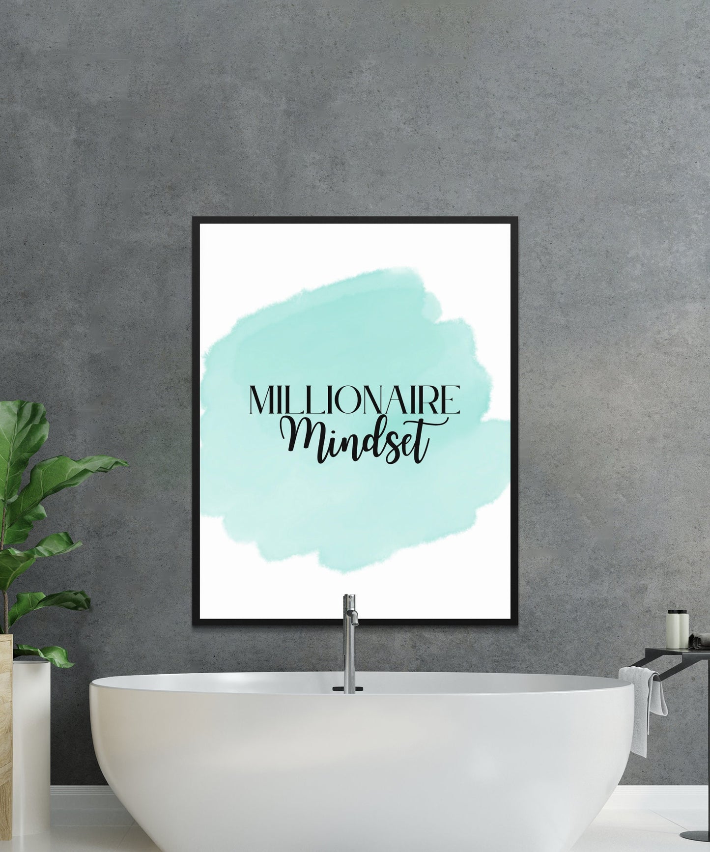 Digital Millionaire Mindset Wall Art Download in Green - Wealth Affirmations, Success Quotes - Inspirational Decor