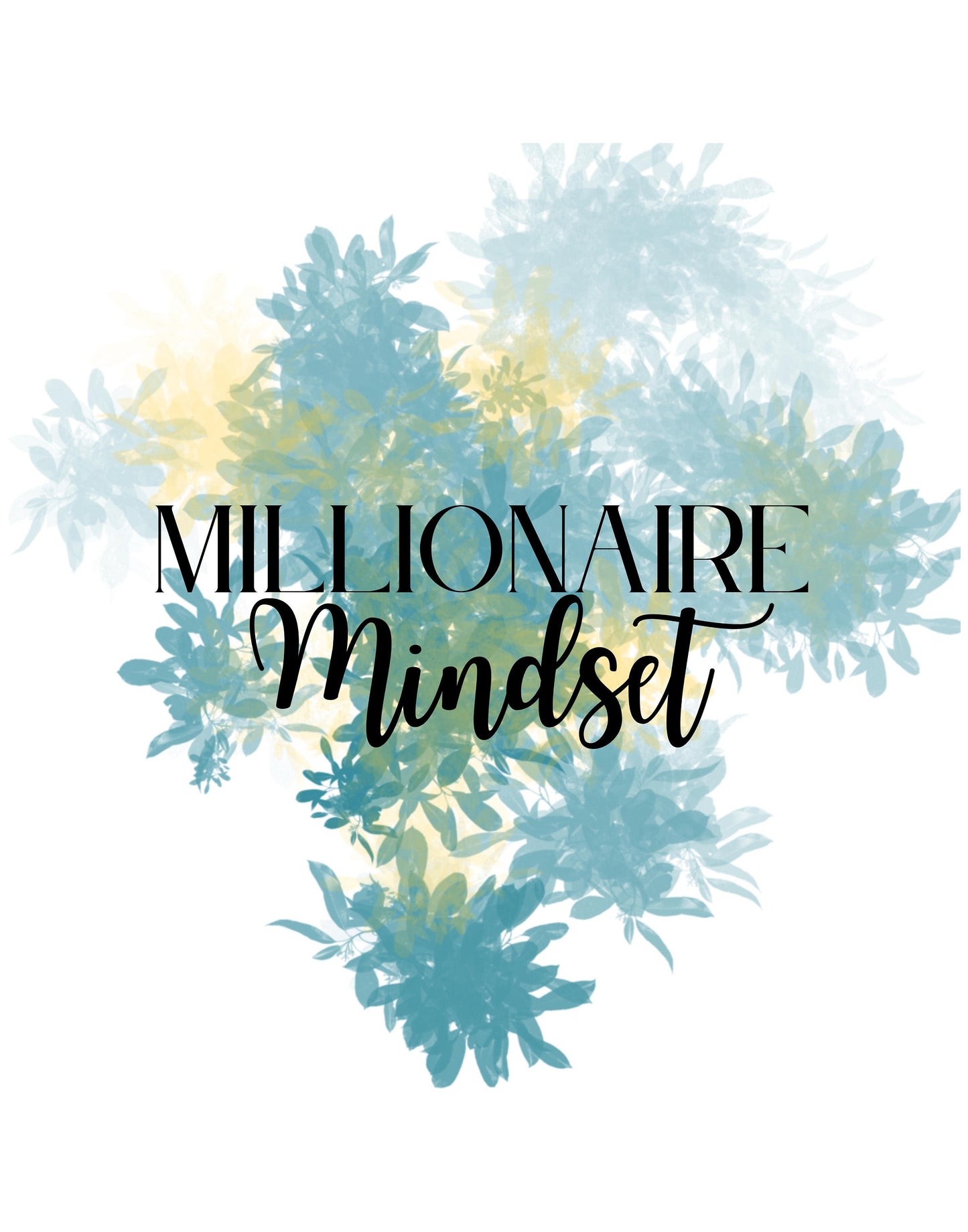 Digital Millionaire Mindset Wall Art Download in Blue & Gold - Wealth Affirmations, Success Quotes - Inspirational Decor