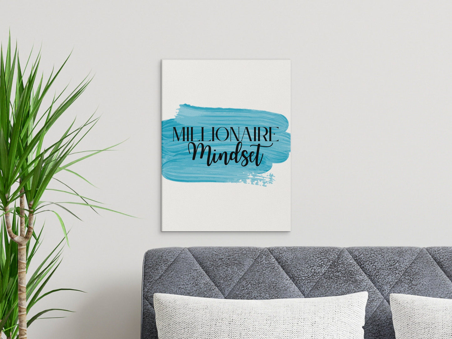 Digital Millionaire Mindset Wall Art Download in Turquoise - Wealth Affirmations, Success Quotes - Inspirational Decor