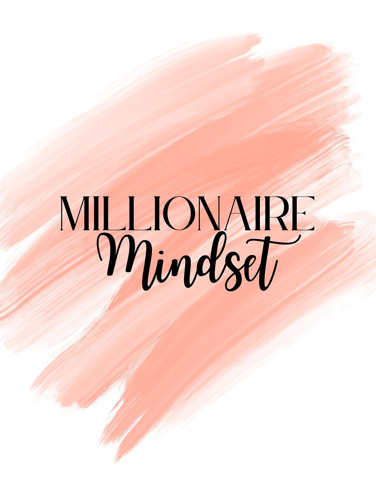 Digital Millionaire Mindset Wall Art Download in Peach - Wealth Affirmations, Success Quotes - Inspirational Decor