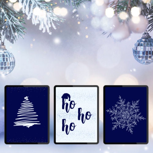 Deck the Halls! Christmas Print Set of 3, Xmas Wall Art, Trendy Decor, Digital Download - Holiday Print Ensemble for Festive Home Ambiance.