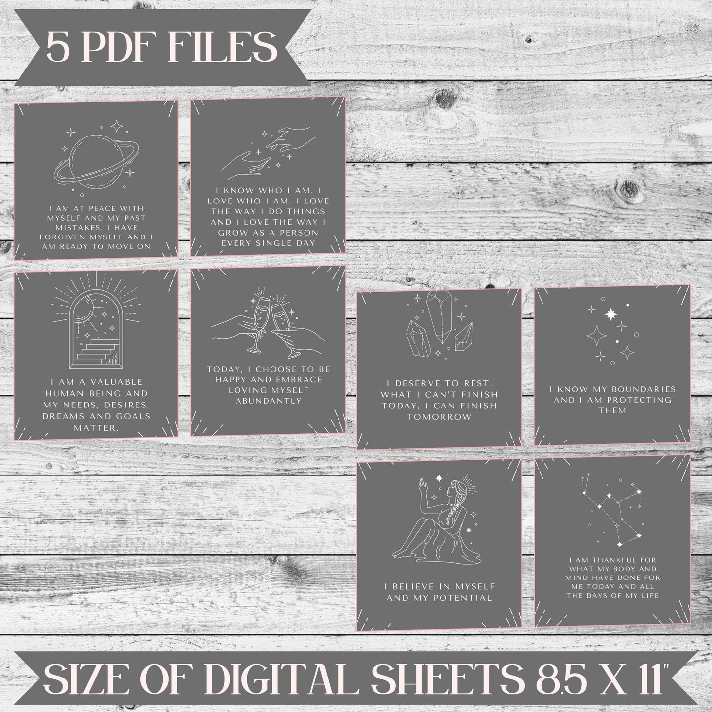 Empower Your Journey, 25 Digital Self Worth Affirmation Cards for Daily Inspiration and Positive Transformation - Printable Download