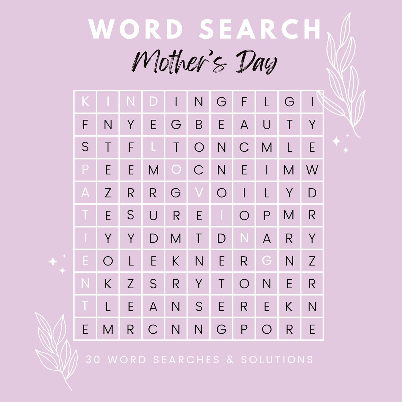 Mother's Day Word Search, Mother's Day Gift, Mom Printable, Mother's D ...