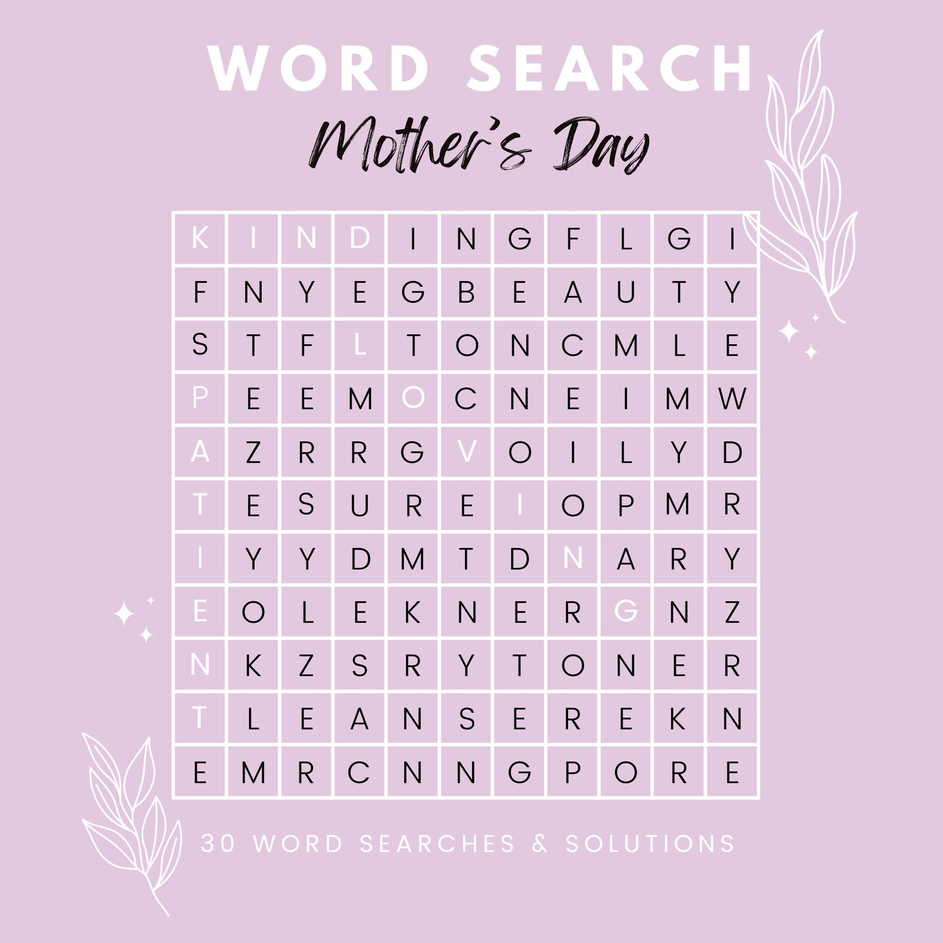 Mother's Day Word Search, Mother's Day Gift, Mom Printable, Mother's Day Puzzle Printable, Mom Word Search, Mother's Day Template