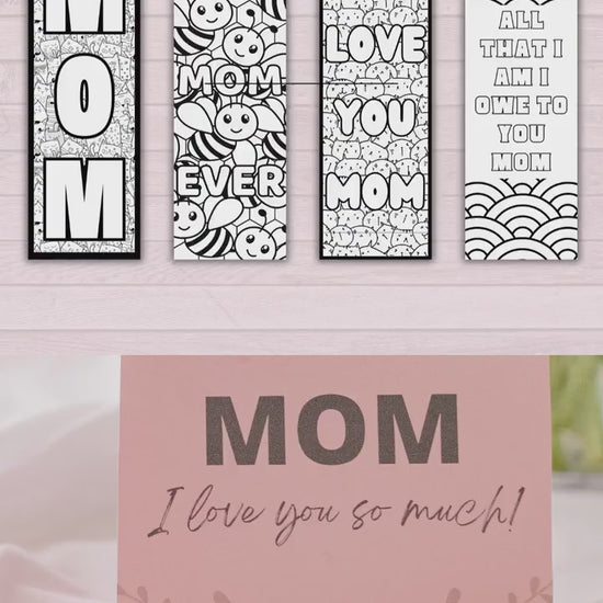 Mother's Day Printable Coloring Bookmarks, Gift from Kids, DIY Mother's Day Gift for Mom, Unique Instant Download, Gift for Mom