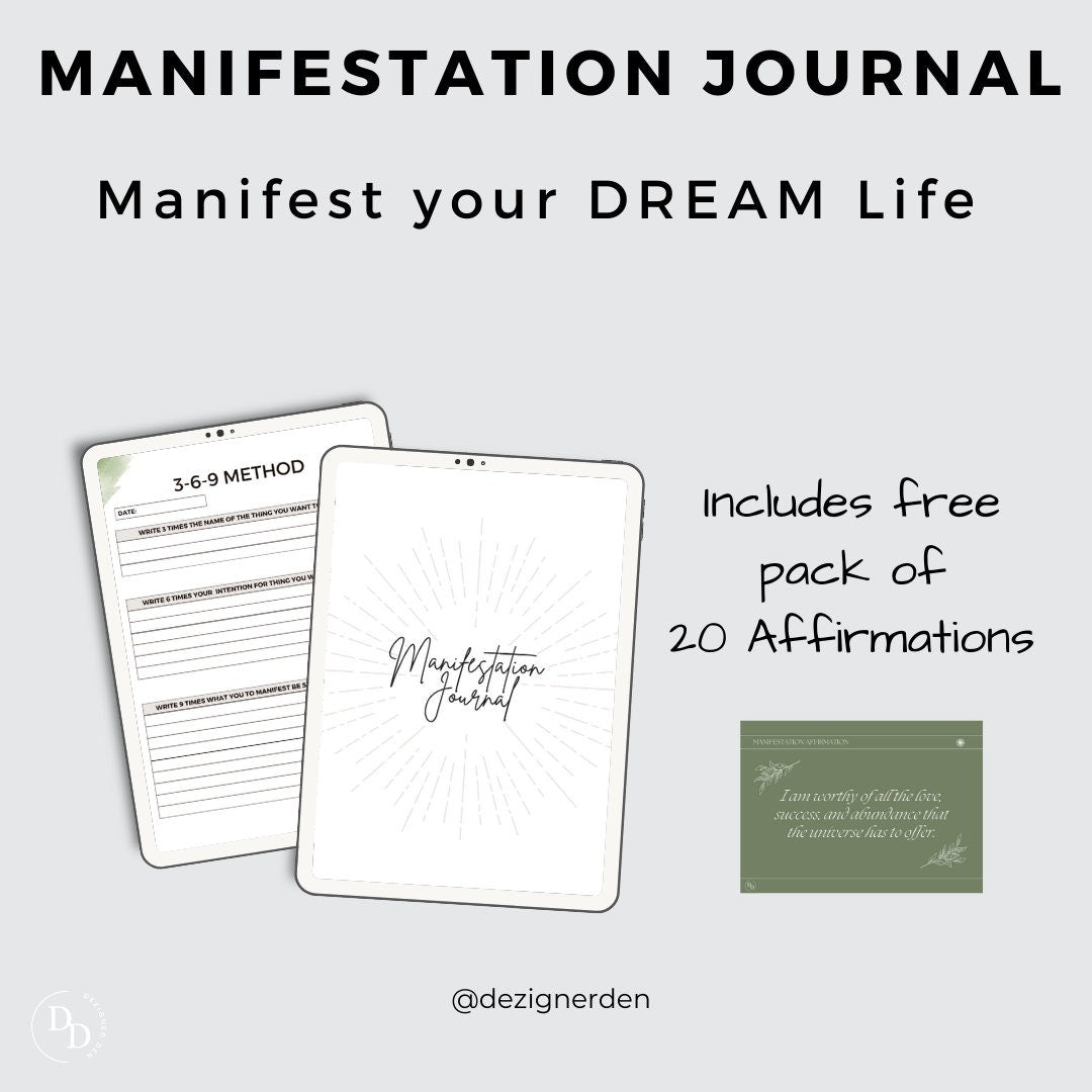 Printable Manifestation Journal for Intentional Manifesting, Law of Attraction, Self-Reflection, Manifesting Planner and Goal Setting