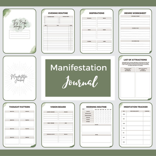 Printable Manifestation Journal for Intentional Manifesting, Law of Attraction, Self-Reflection, Manifesting Planner and Goal Setting