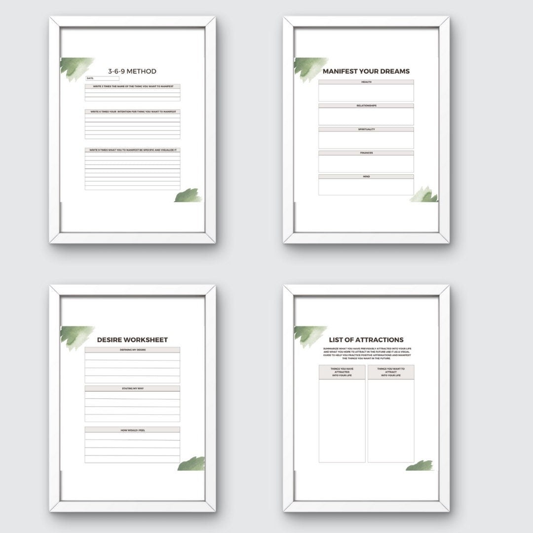 Printable Manifestation Journal for Intentional Manifesting, Law of Attraction, Self-Reflection, Manifesting Planner and Goal Setting