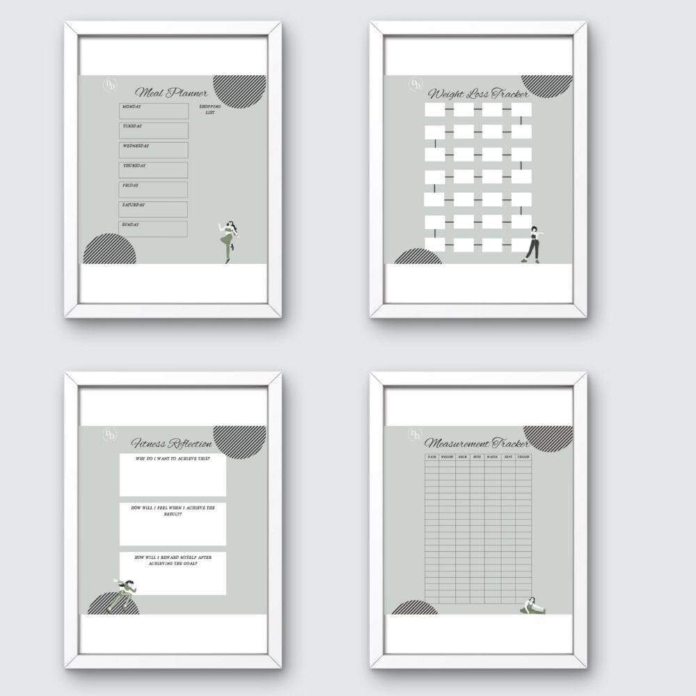 Weight Loss Tracker, Weight loss Journal, Fitness Planner Printable, Weight Loss Chart, Body Measurements, Meal Planner, Shopping list