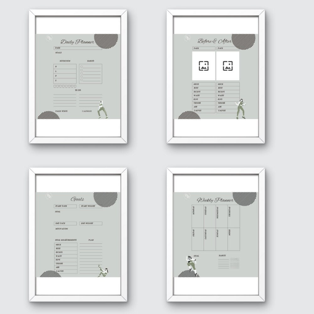 Weight Loss Tracker, Weight loss Journal, Fitness Planner Printable, Weight Loss Chart, Body Measurements, Meal Planner, Shopping list