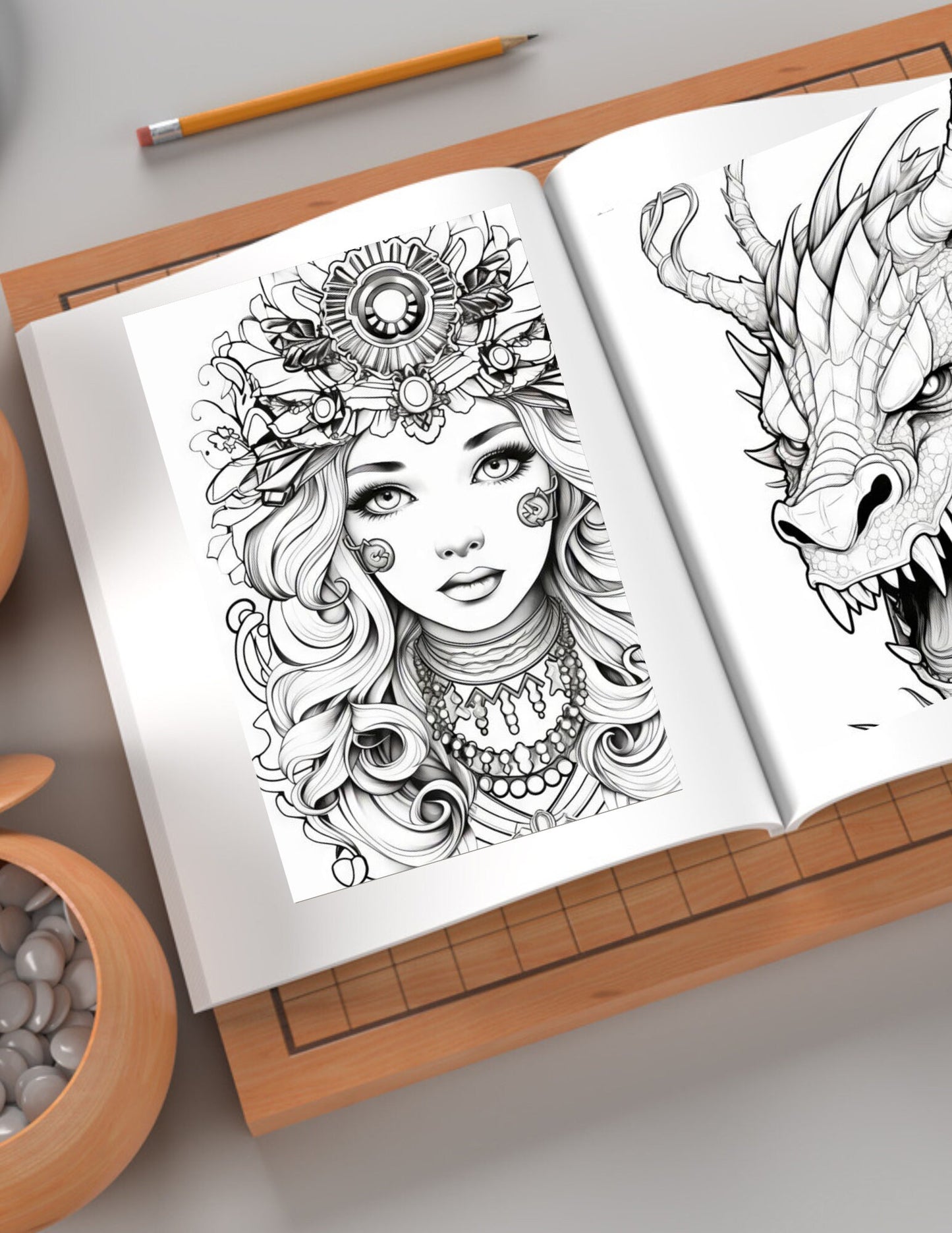 Fantasy Pattern Printable Coloring Book For Adults or Teens. Fantasy Coloring Pages, Relaxing hobby to destress, goth mystic colouring pages