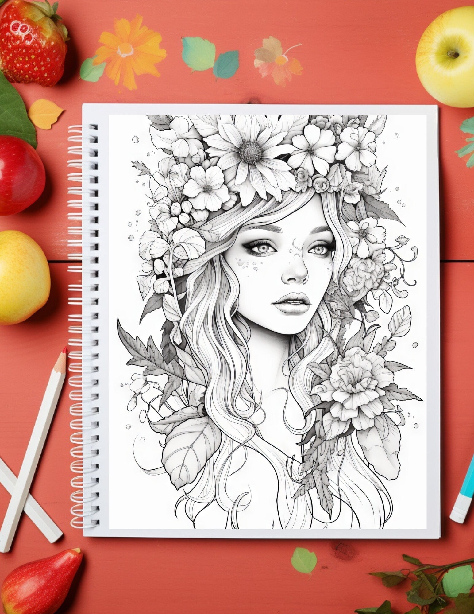 Fantasy Fairies Coloring Book - Printable, Whimsical, Mythical Creatures, Instant Download, Procreate, DIY, Stress Relief.