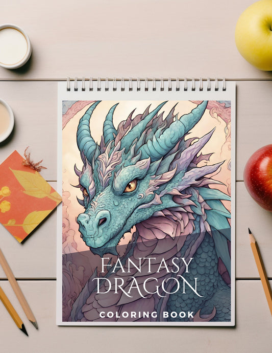 Fantasy Dragons Coloring Book - Printable, Mythical Creatures, Whimsical, Instant Download, Procreate, DIY, Stress Relief