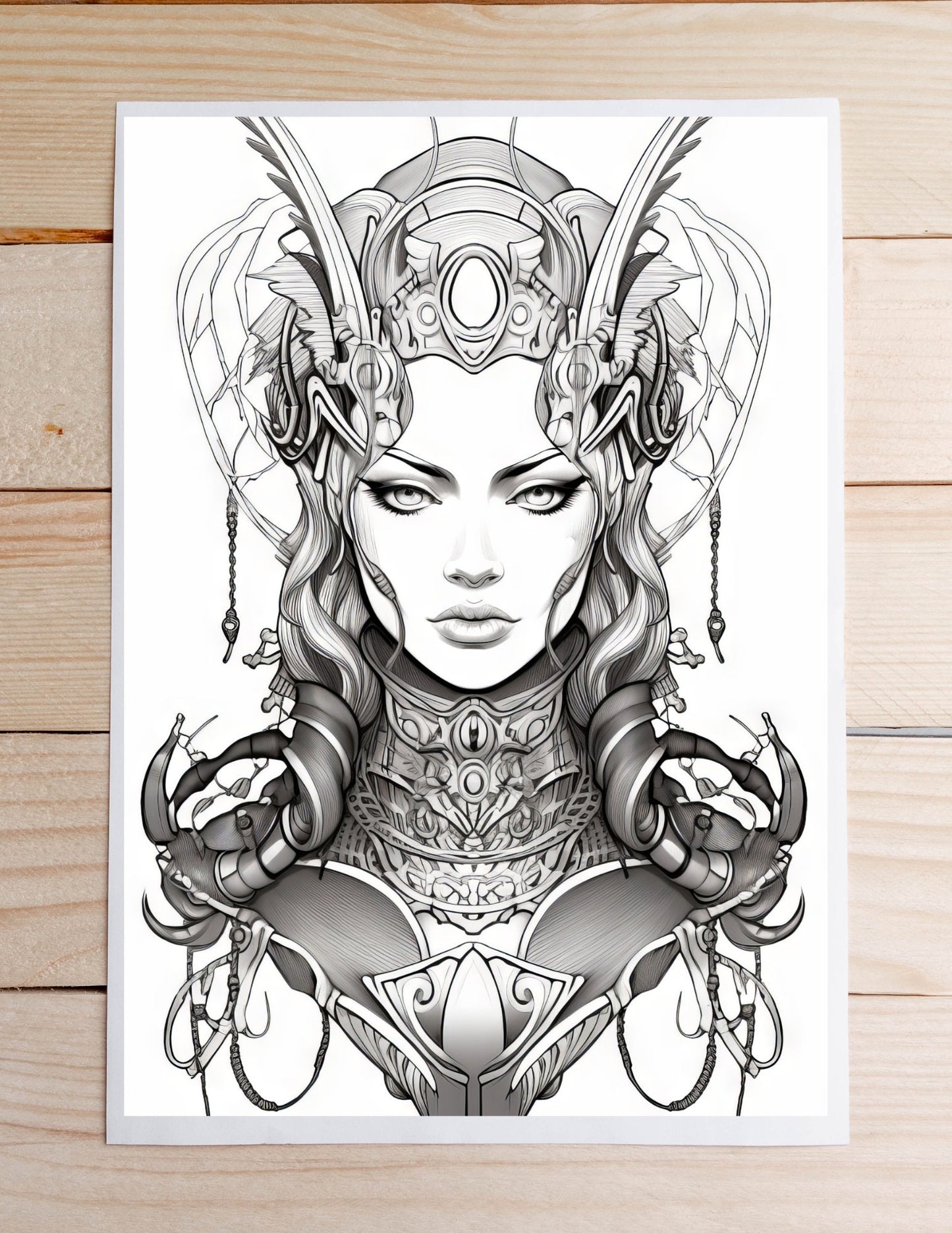 Fantasy Queens Printable Coloring Book - Mythical Royalty, Intricate Designs, DIY, Instant Download, Relaxation, Procreate.