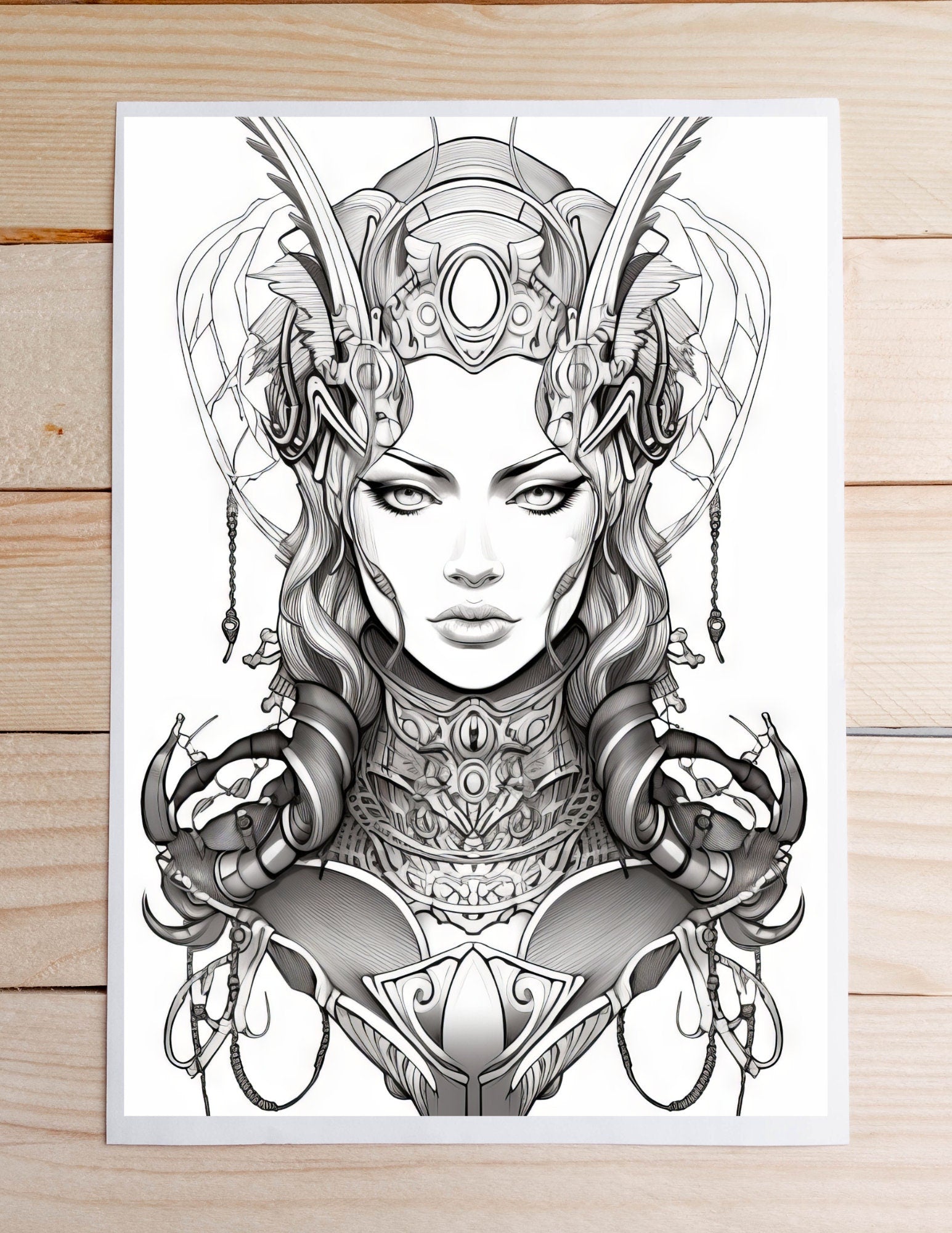 Fantasy Queens Printable Coloring Book - Mythical Royalty, Intricate Designs, DIY, Instant Download, Relaxation, Procreate.