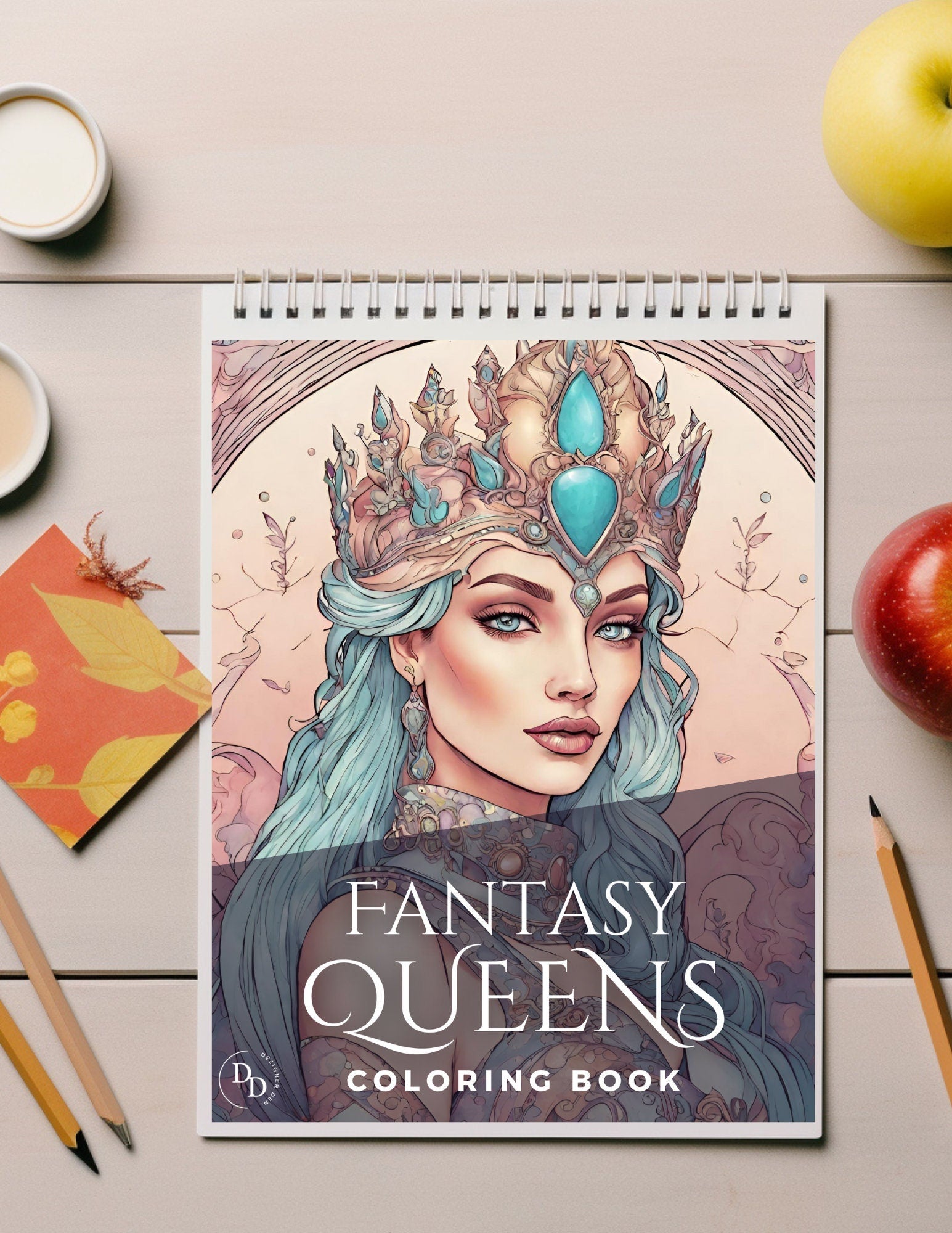 Fantasy Queens Printable Coloring Book - Mythical Royalty, Intricate Designs, DIY, Instant Download, Relaxation, Procreate.