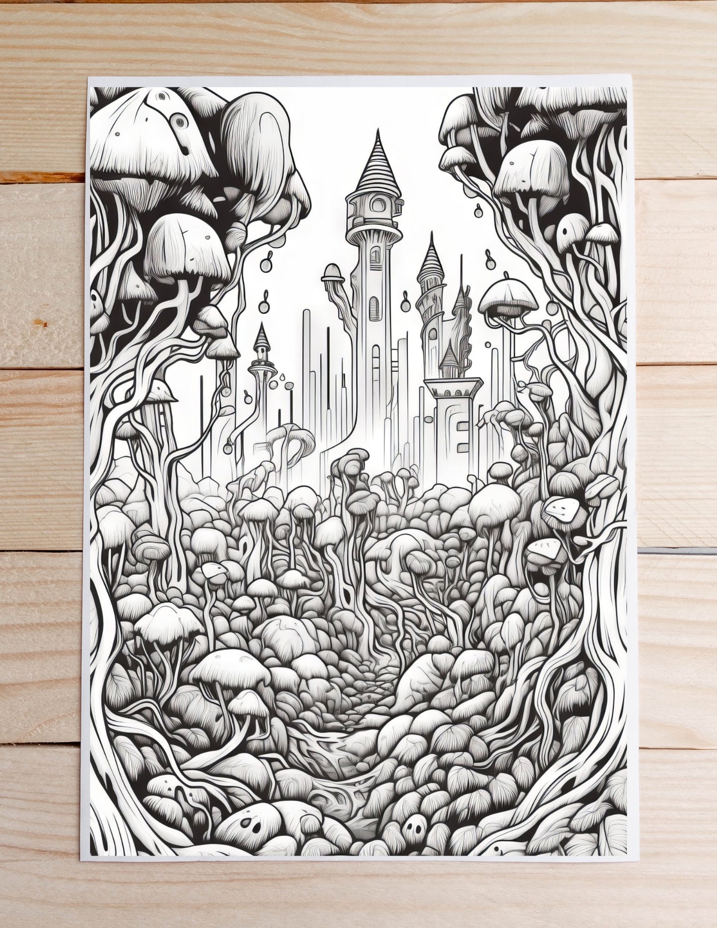 Fantasy Forests Printable Coloring Book - Enchanted Woods, Mythical Creatures, DIY, Instant Download, Relaxation and Stress Relief