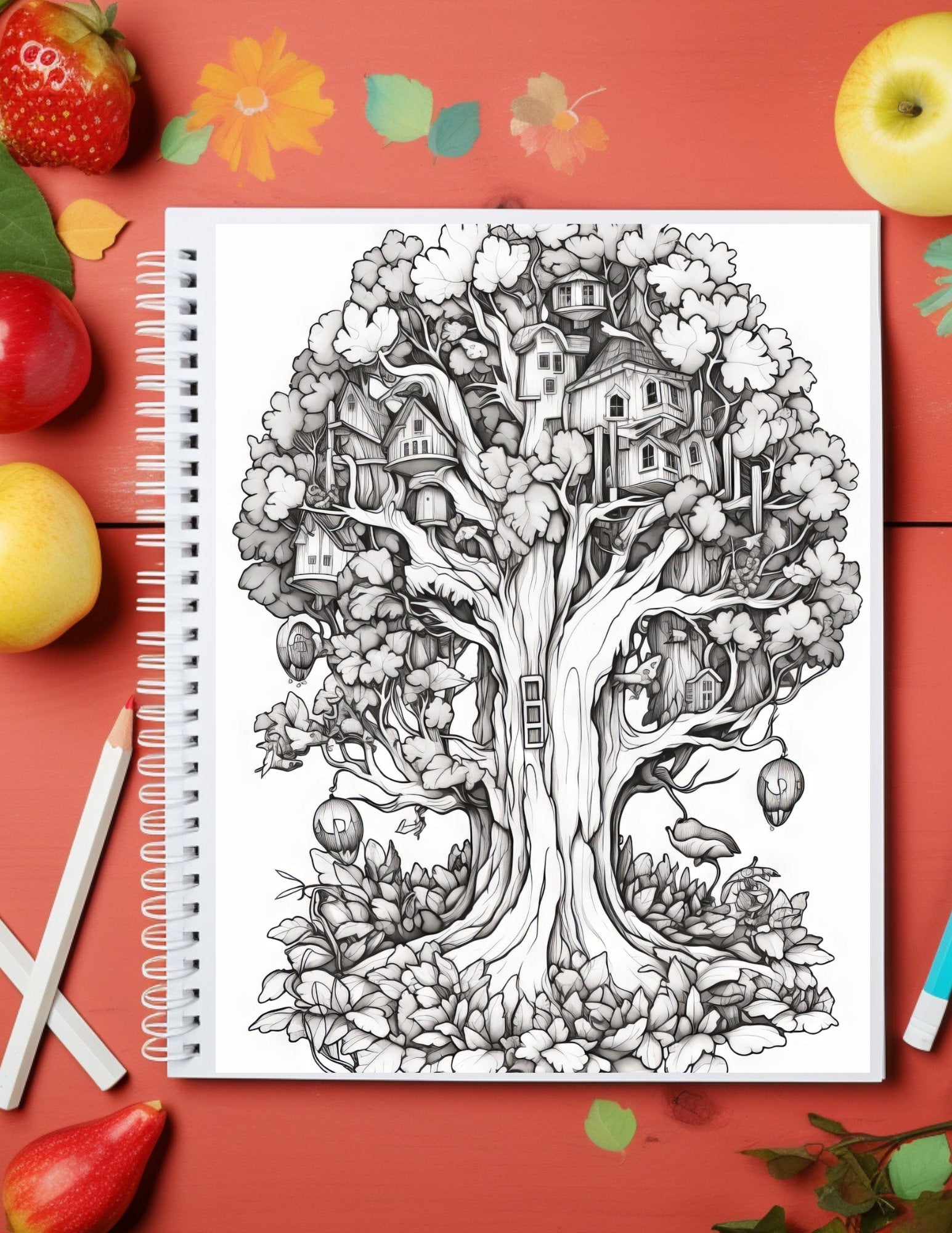 Fantasy Forests Printable Coloring Book - Enchanted Woods, Mythical Creatures, DIY, Instant Download, Relaxation and Stress Relief