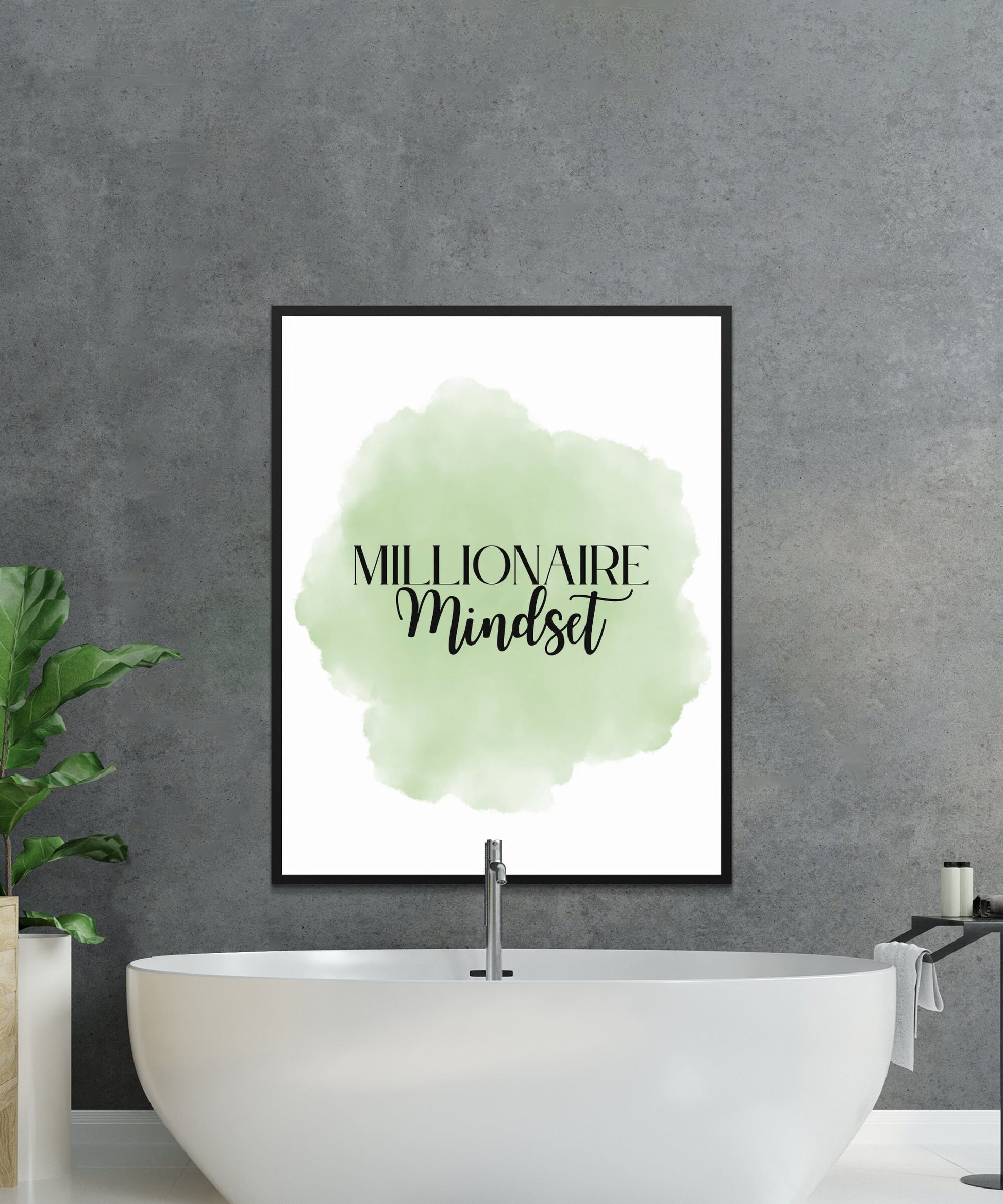 Digital Millionaire Mindset Wall Art Download in Sage - Wealth Affirmations, Success Quotes - Inspirational Decor