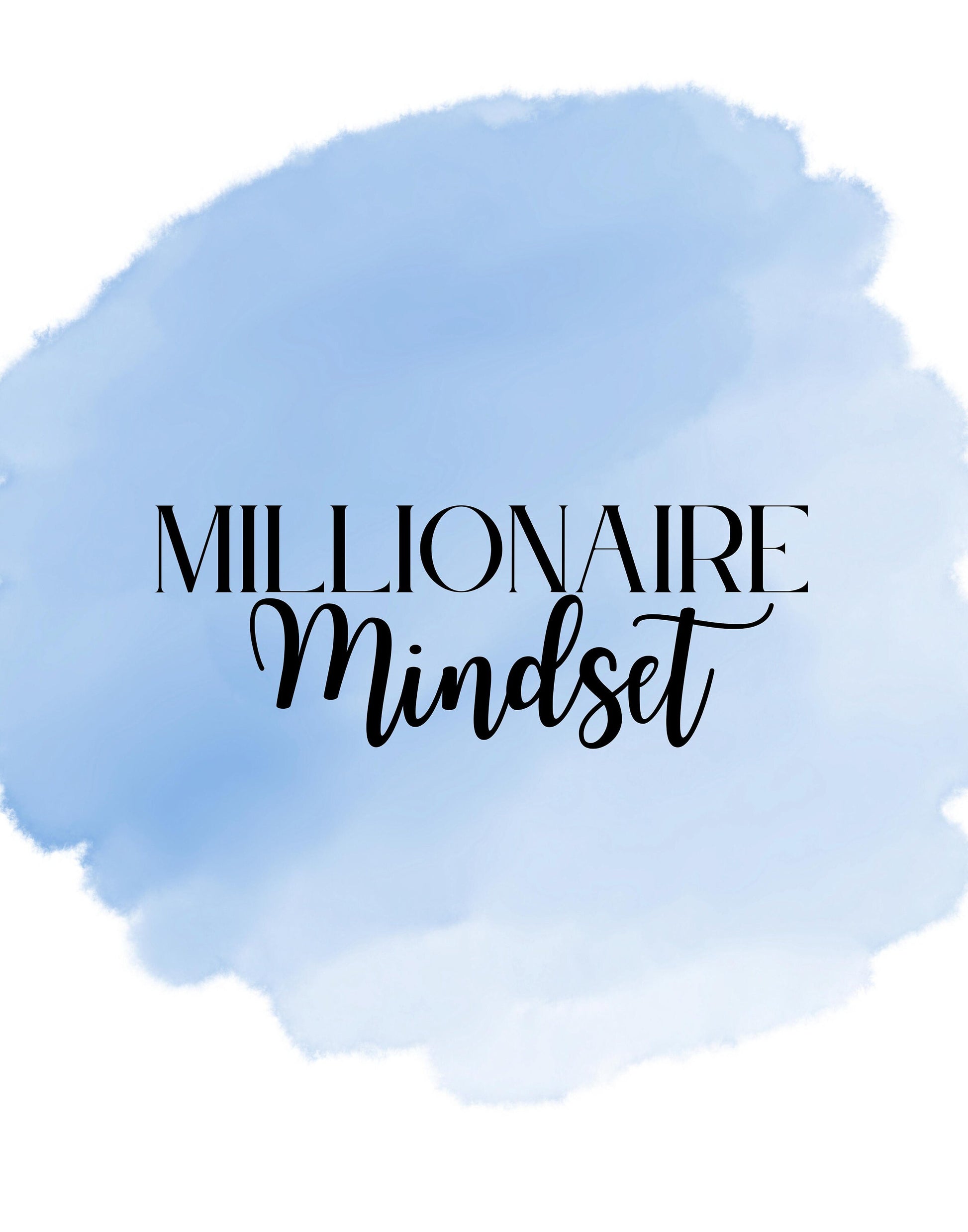 Digital Millionaire Mindset Wall Art Download in Blue - Wealth Affirmations, Success Quotes - Inspirational Decor