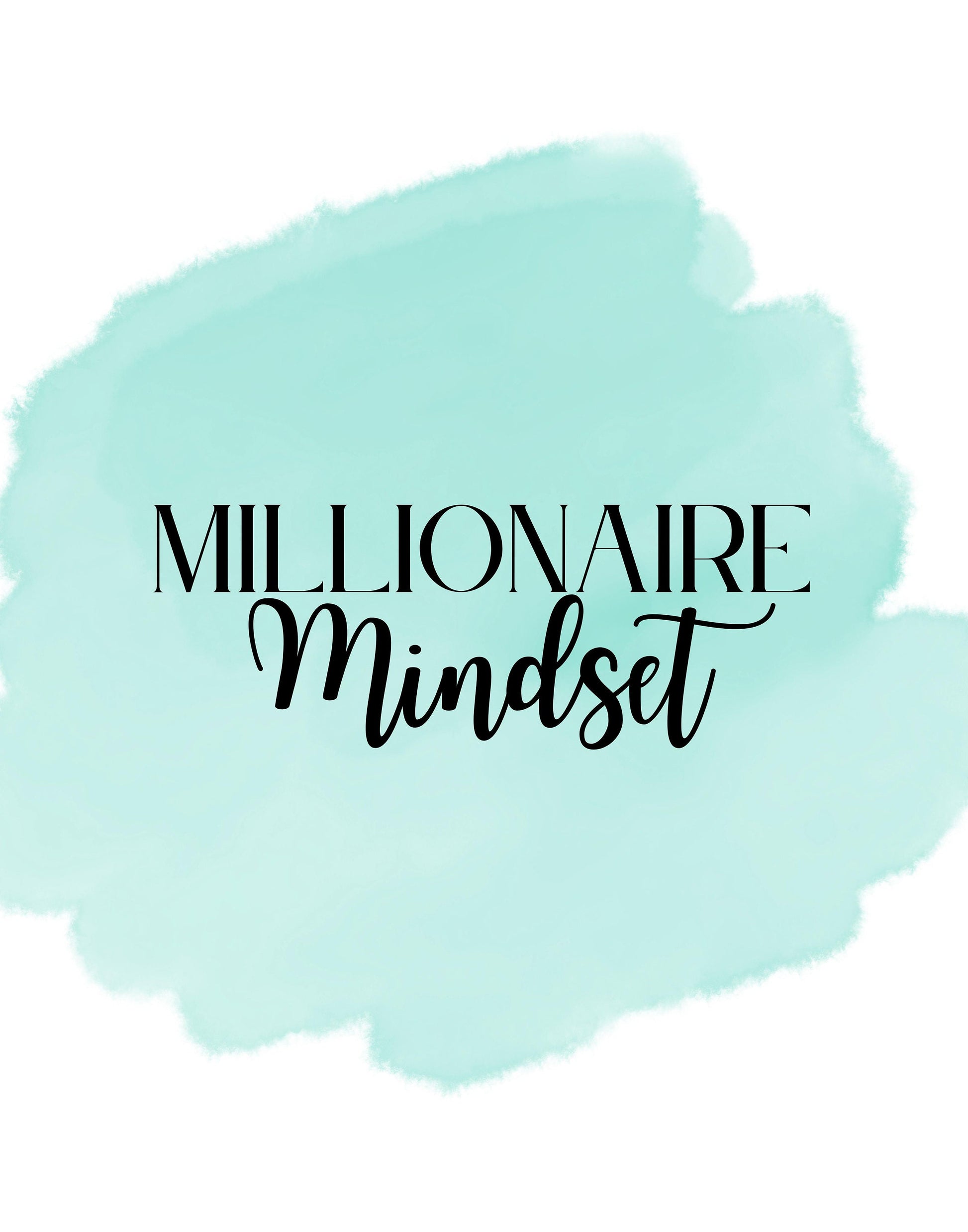 Digital Millionaire Mindset Wall Art Download in Green - Wealth Affirmations, Success Quotes - Inspirational Decor