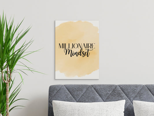 Digital Millionaire Mindset Wall Art Download in Yellow - Wealth Affirmations, Success Quotes - Inspirational Decor
