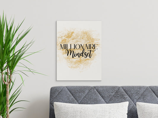 Digital Millionaire Mindset Wall Art Download in Gold - Wealth Affirmations, Success Quotes - Inspirational Decor