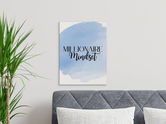 Digital Millionaire Mindset Wall Art Download in Blue - Wealth Affirmations, Success Quotes - Inspirational Decor