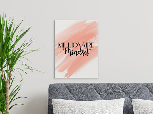 Digital Millionaire Mindset Wall Art Download in Peach - Wealth Affirmations, Success Quotes - Inspirational Decor