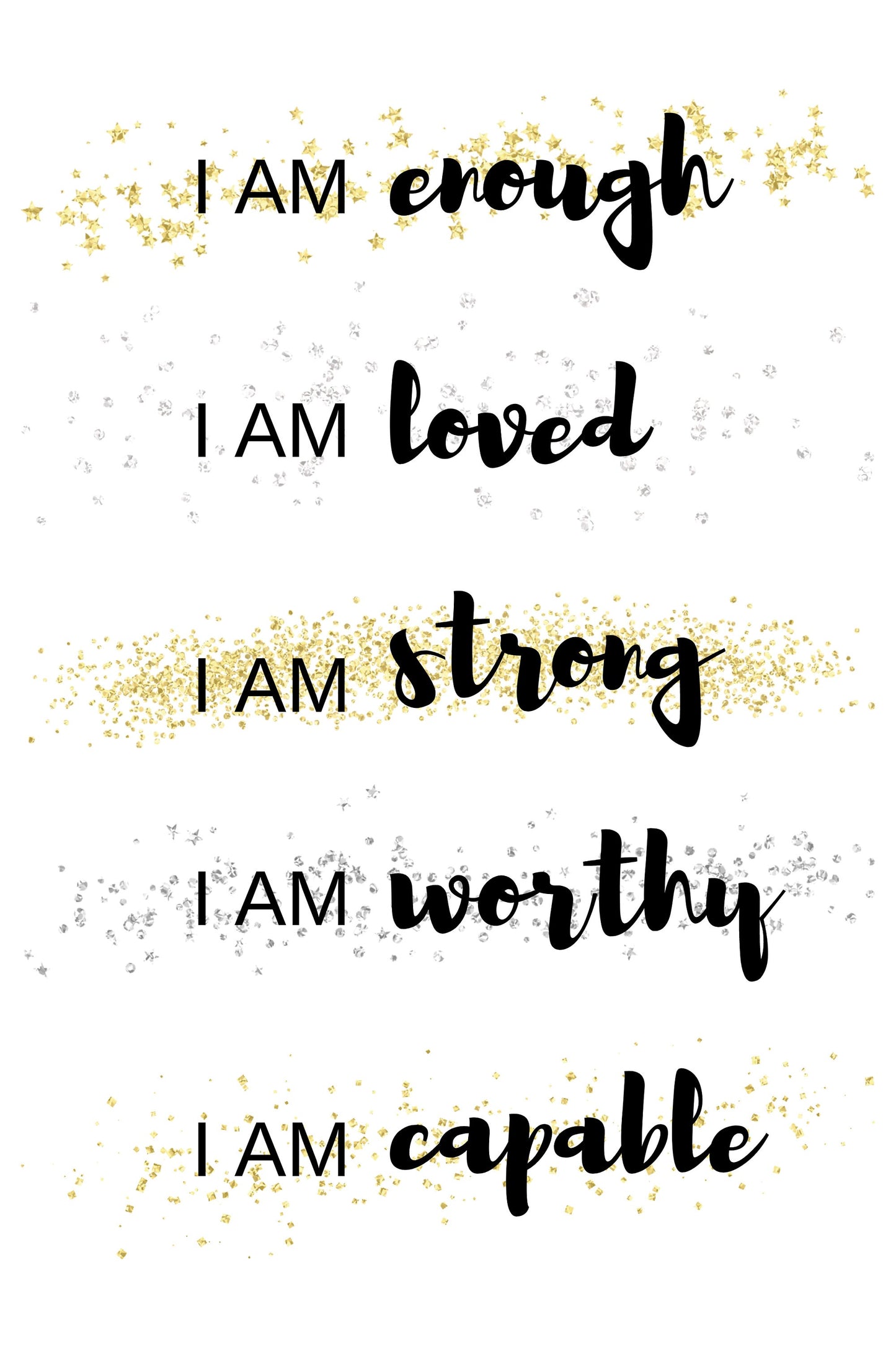 Positive Affirmation Wall Art, You Are Enough print, Be Kind to Yourself quote wall art printable digital download