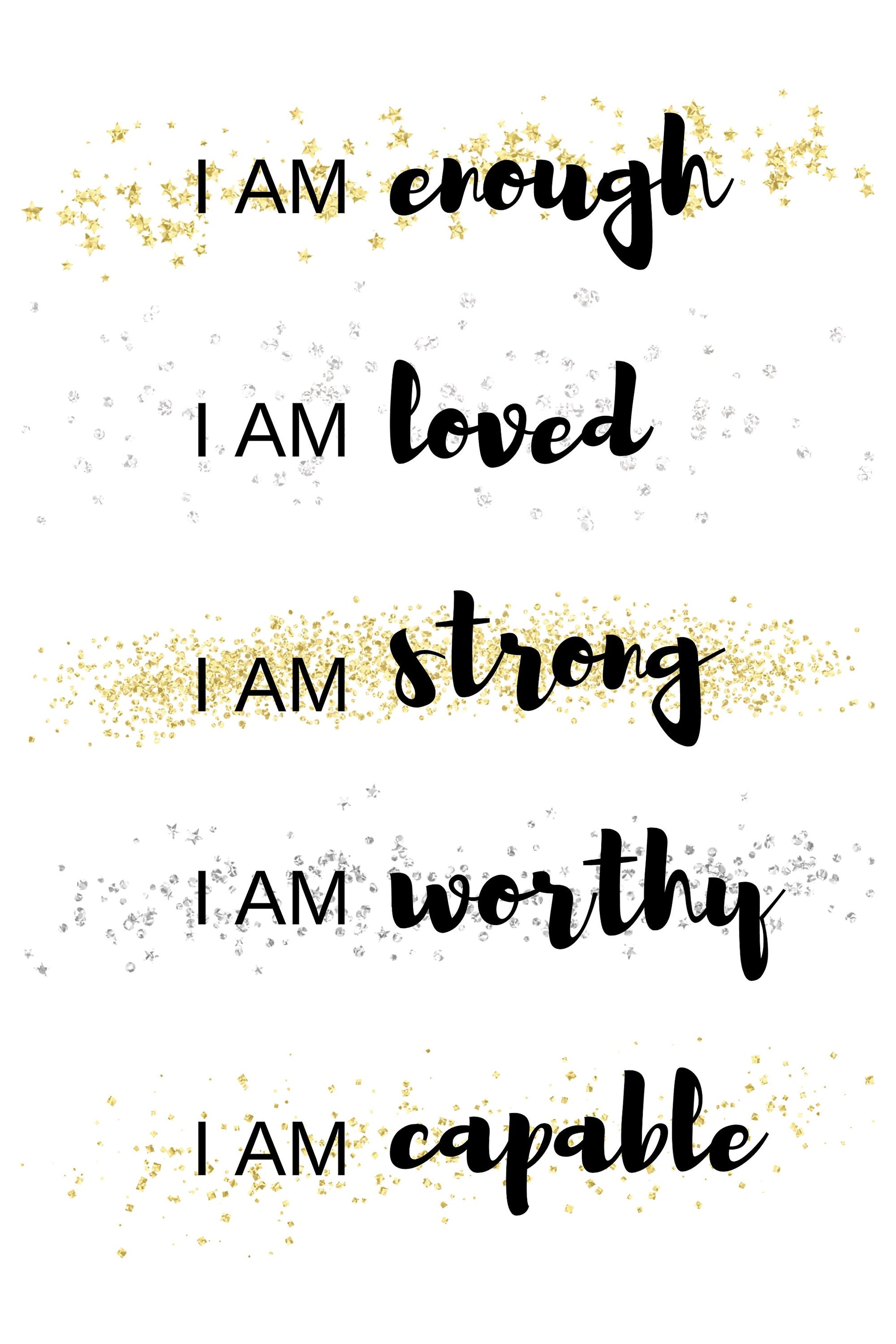 Positive Affirmation Wall Art, You Are Enough print, Be Kind to Yourself quote wall art printable digital download
