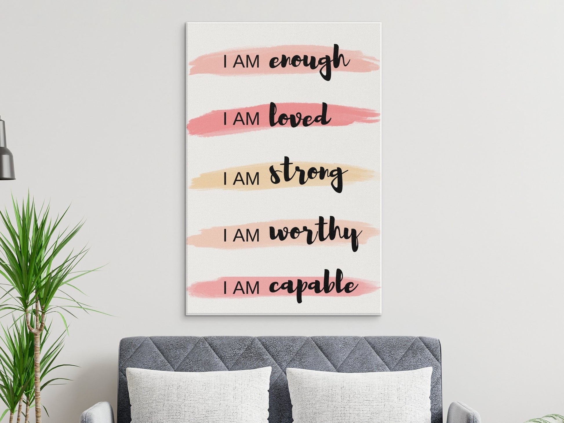 Positive Affirmation Wall Art, You Are Enough print, Be Kind to Yourself quote wall art printable digital download