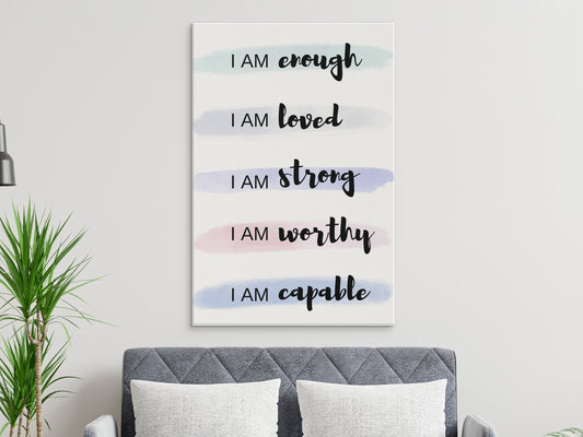 Positive Affirmation Wall Art, You Are Enough print, Be Kind to Yourself quote wall art printable digital download