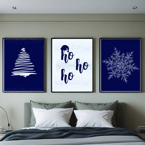 Deck the Halls! Christmas Print Set of 3, Xmas Wall Art, Trendy Decor, Digital Download - Holiday Print Ensemble for Festive Home Ambiance.