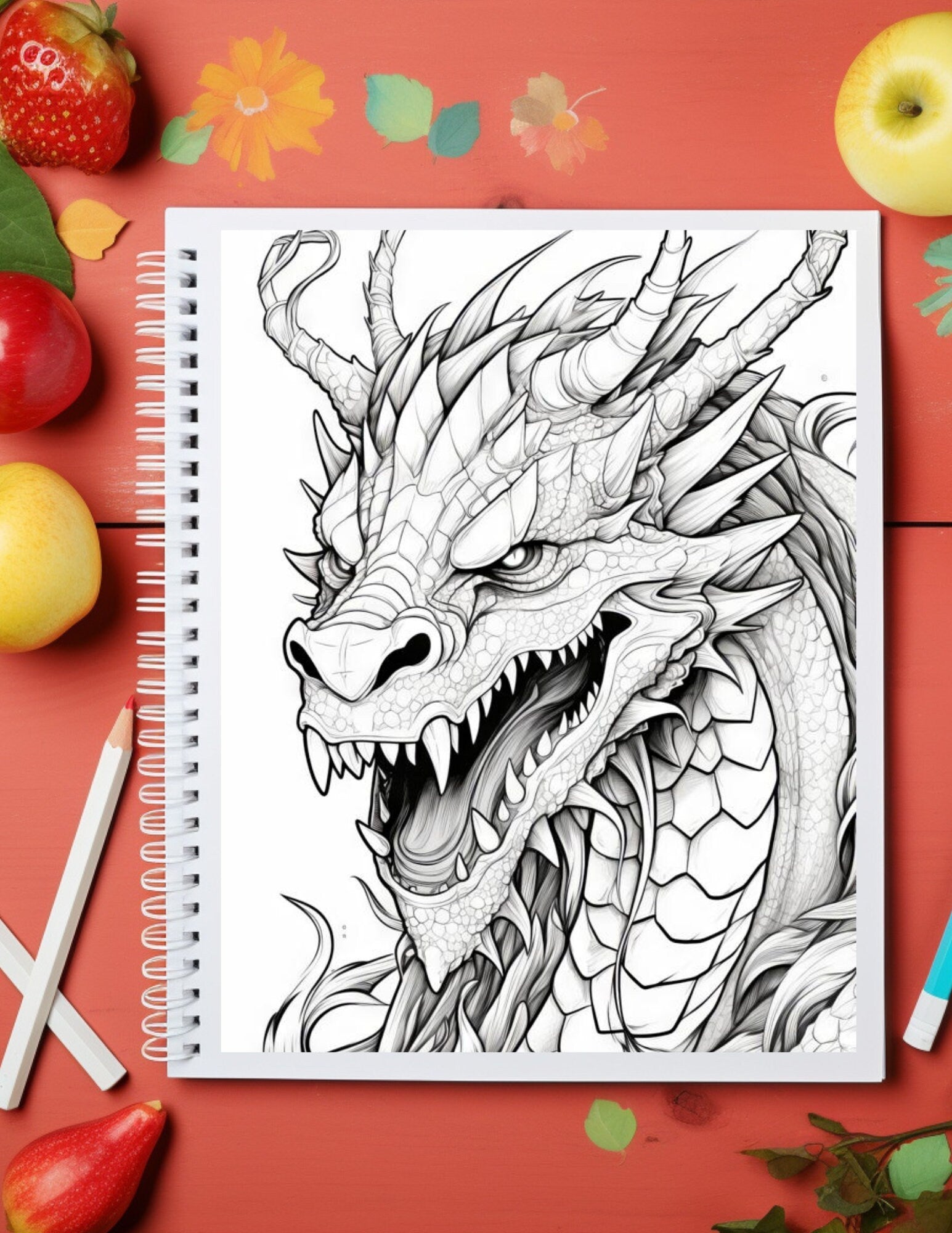 Fantasy Pattern Printable Coloring Book For Adults or Teens. Fantasy Coloring Pages, Relaxing hobby to destress, goth mystic colouring pages