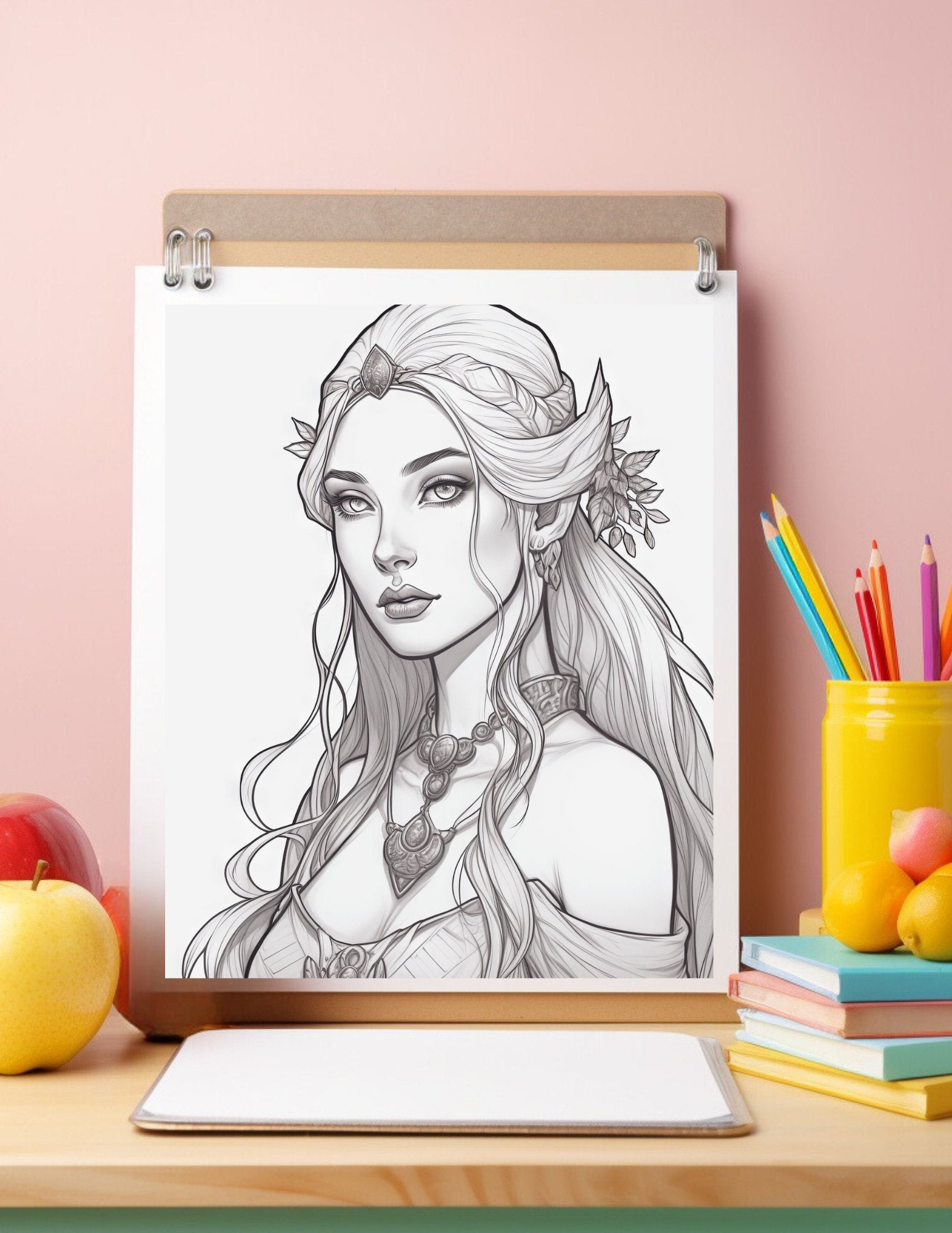 Fantasy Fairies Coloring Book - Printable, Whimsical, Mythical Creatures, Instant Download, Procreate, DIY, Stress Relief.