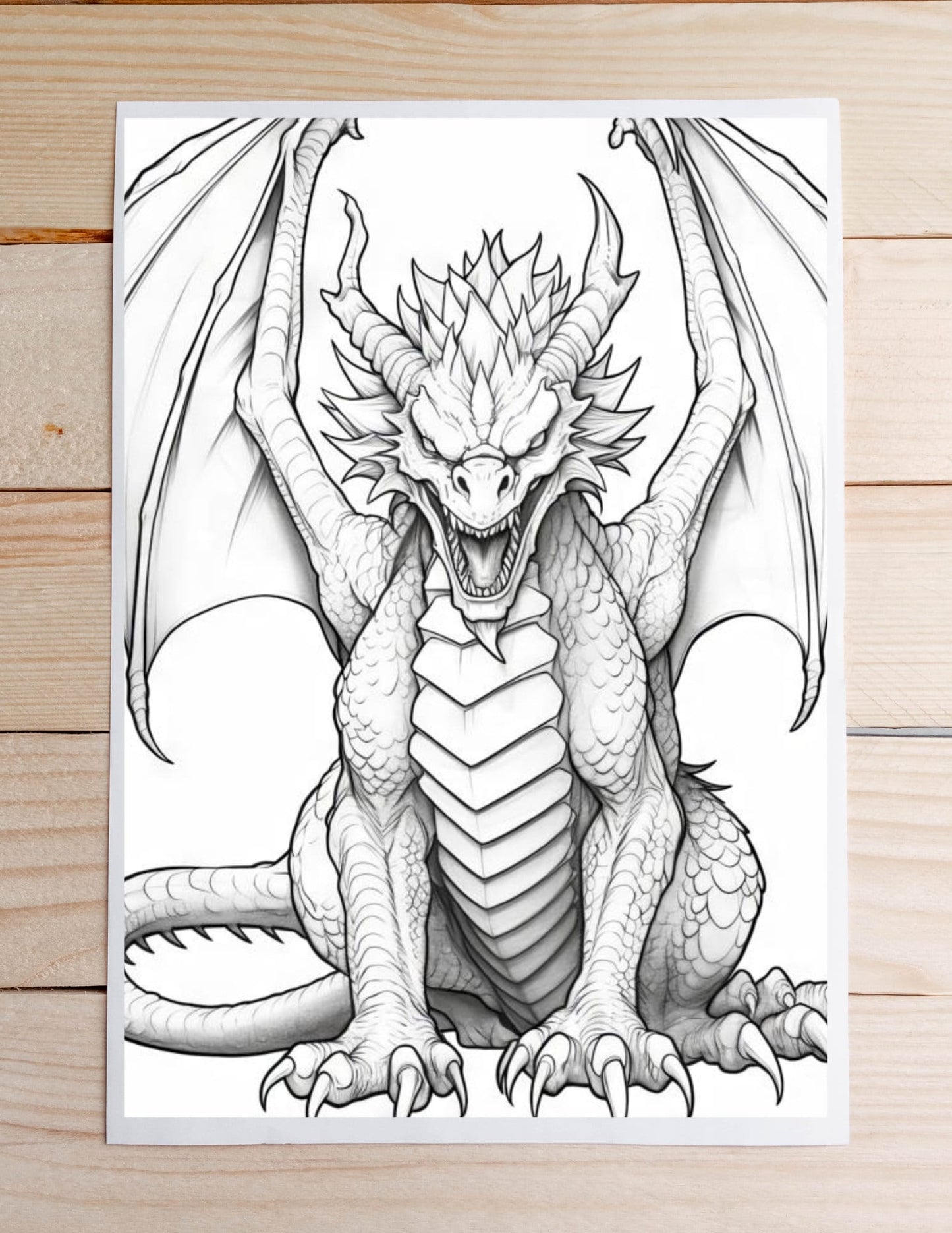 Fantasy Dragons Coloring Book - Printable, Mythical Creatures, Whimsical, Instant Download, Procreate, DIY, Stress Relief