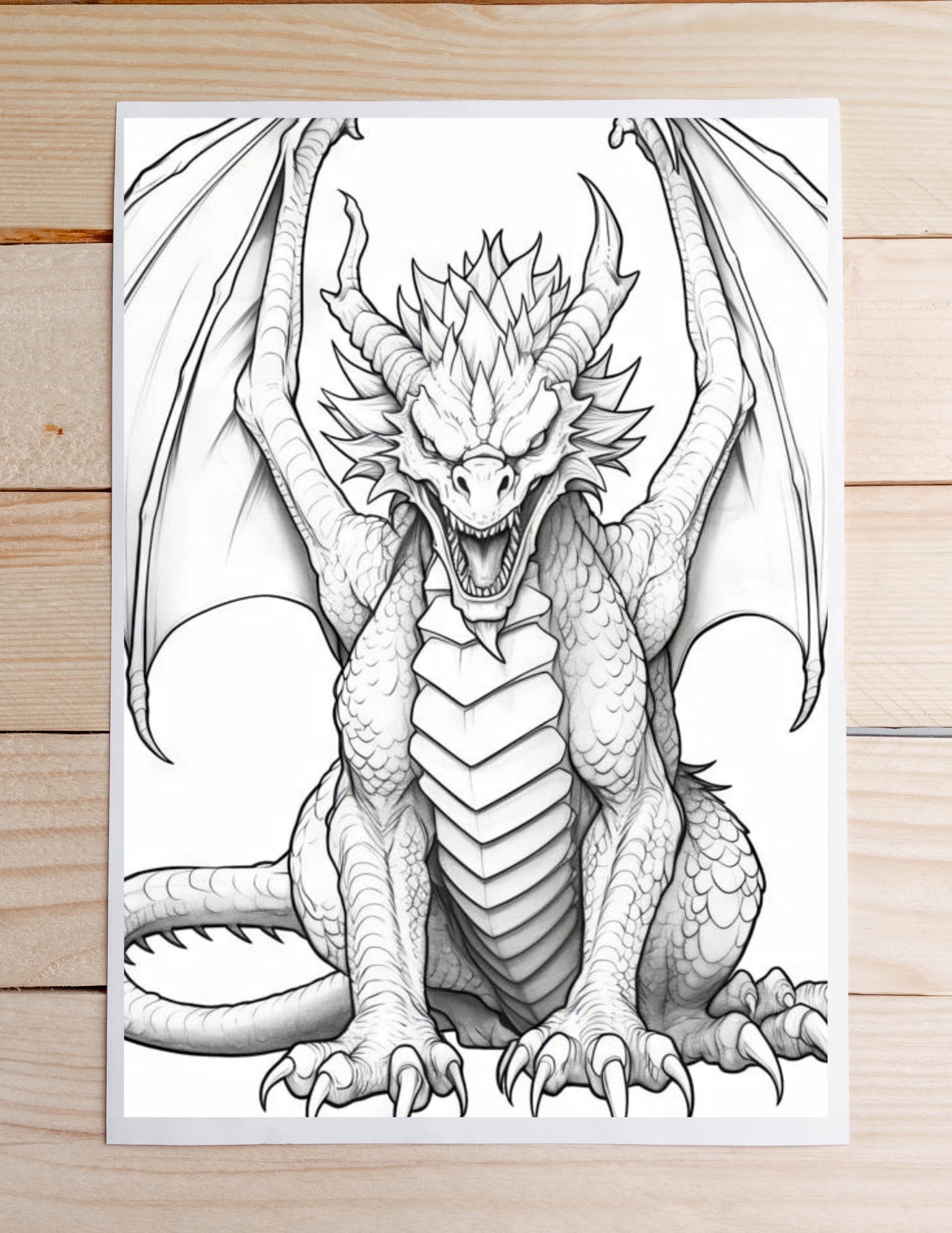 Fantasy Dragons Coloring Book - Printable, Mythical Creatures, Whimsical, Instant Download, Procreate, DIY, Stress Relief
