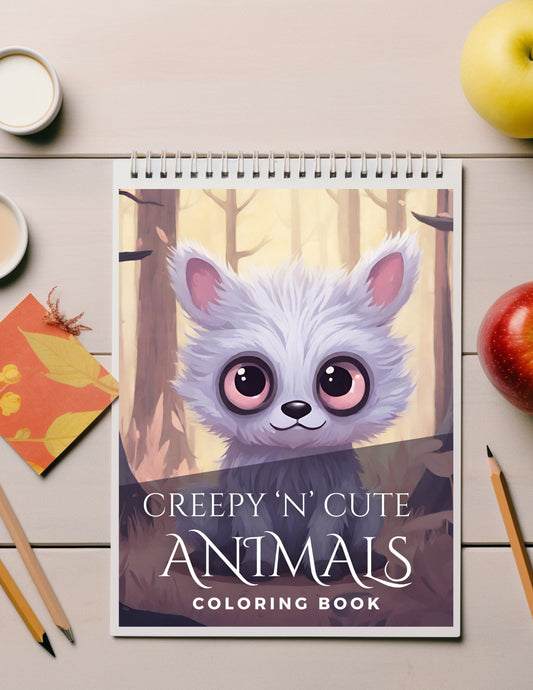 Cute 'n' Creepy Coloring Book - Printable, DIY, Spooky Adorable, Instant Download, Procreate, Relaxation Therapy and DeStress with Coloring