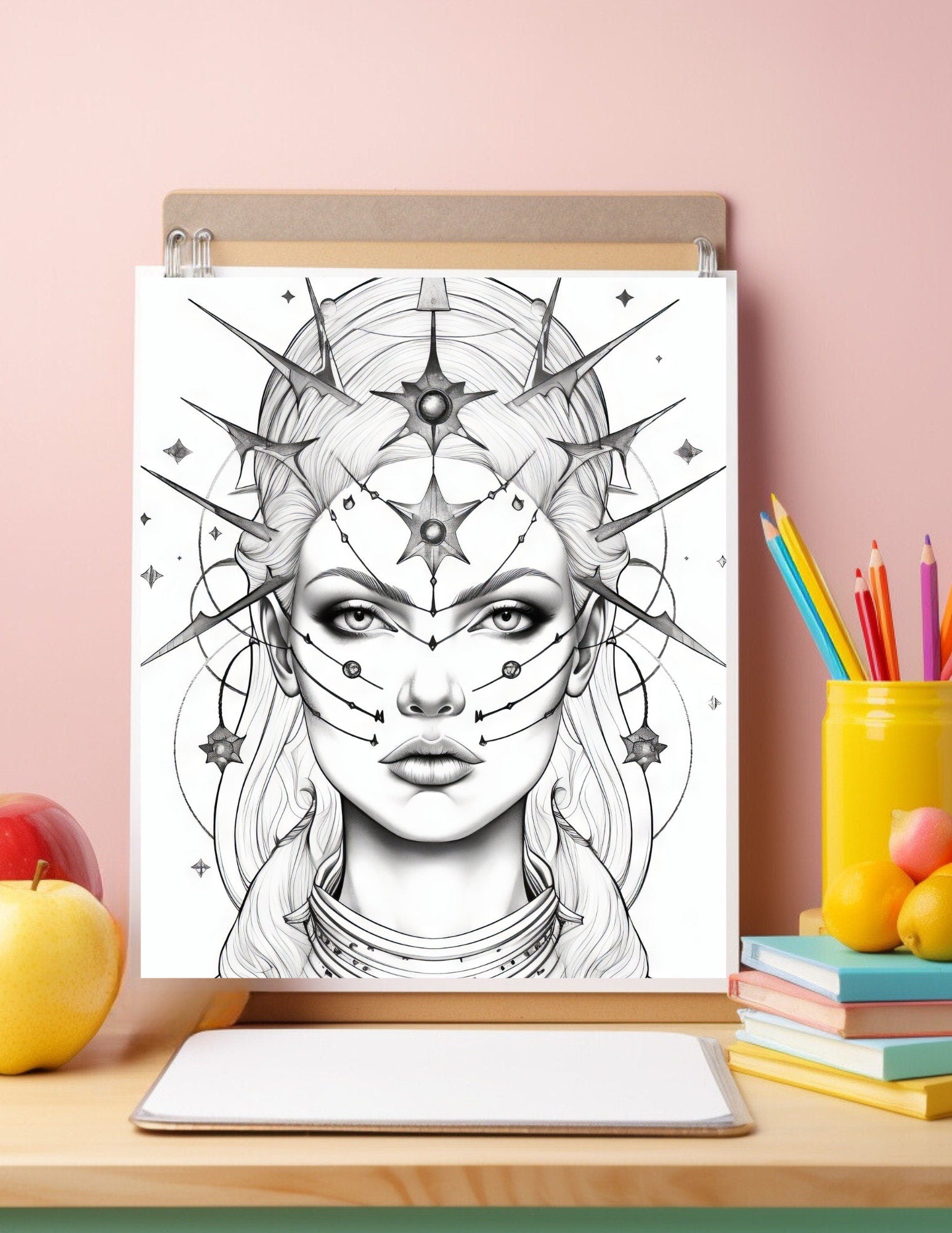 Fantasy Queens Printable Coloring Book - Mythical Royalty, Intricate Designs, DIY, Instant Download, Relaxation, Procreate.