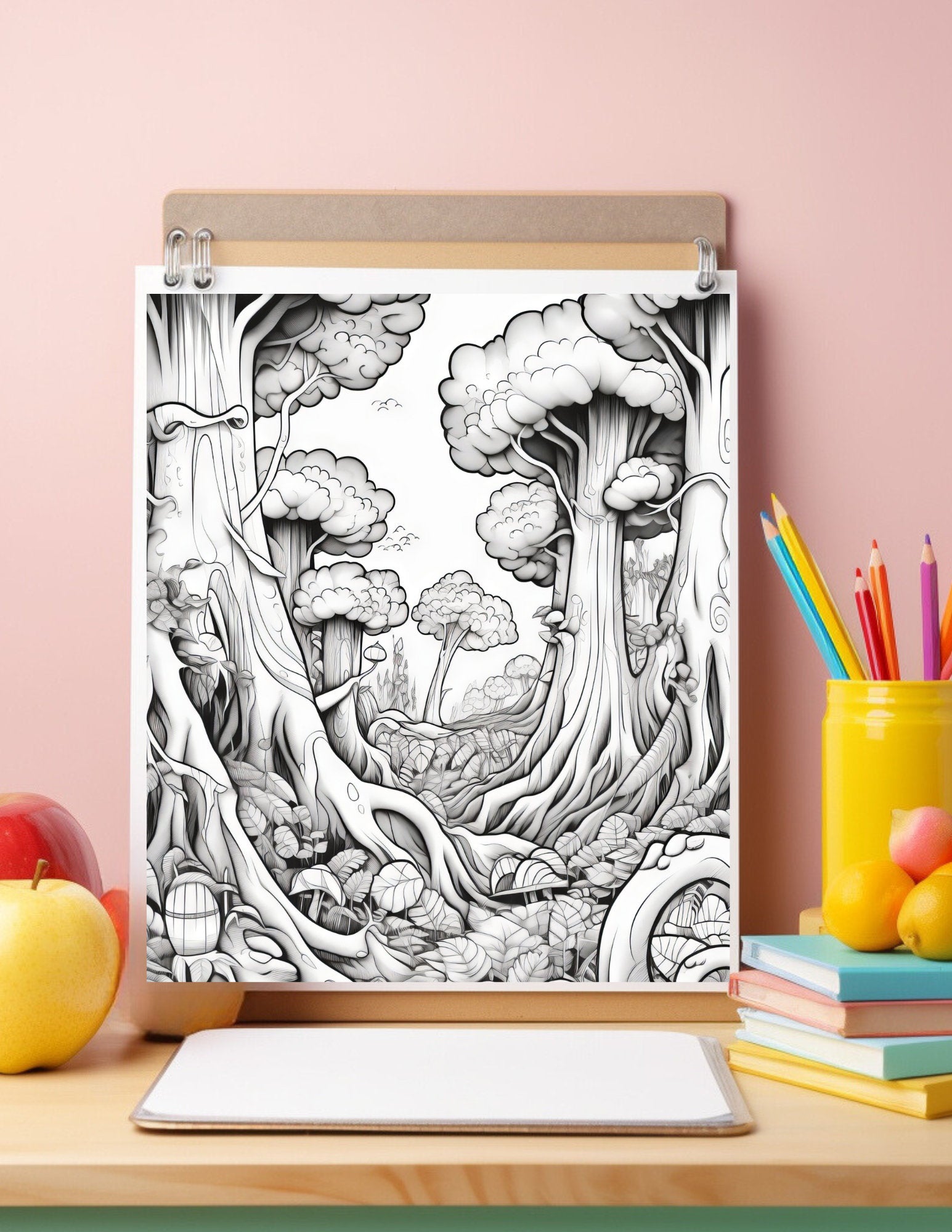 Fantasy Forests Printable Coloring Book - Enchanted Woods, Mythical Creatures, DIY, Instant Download, Relaxation and Stress Relief