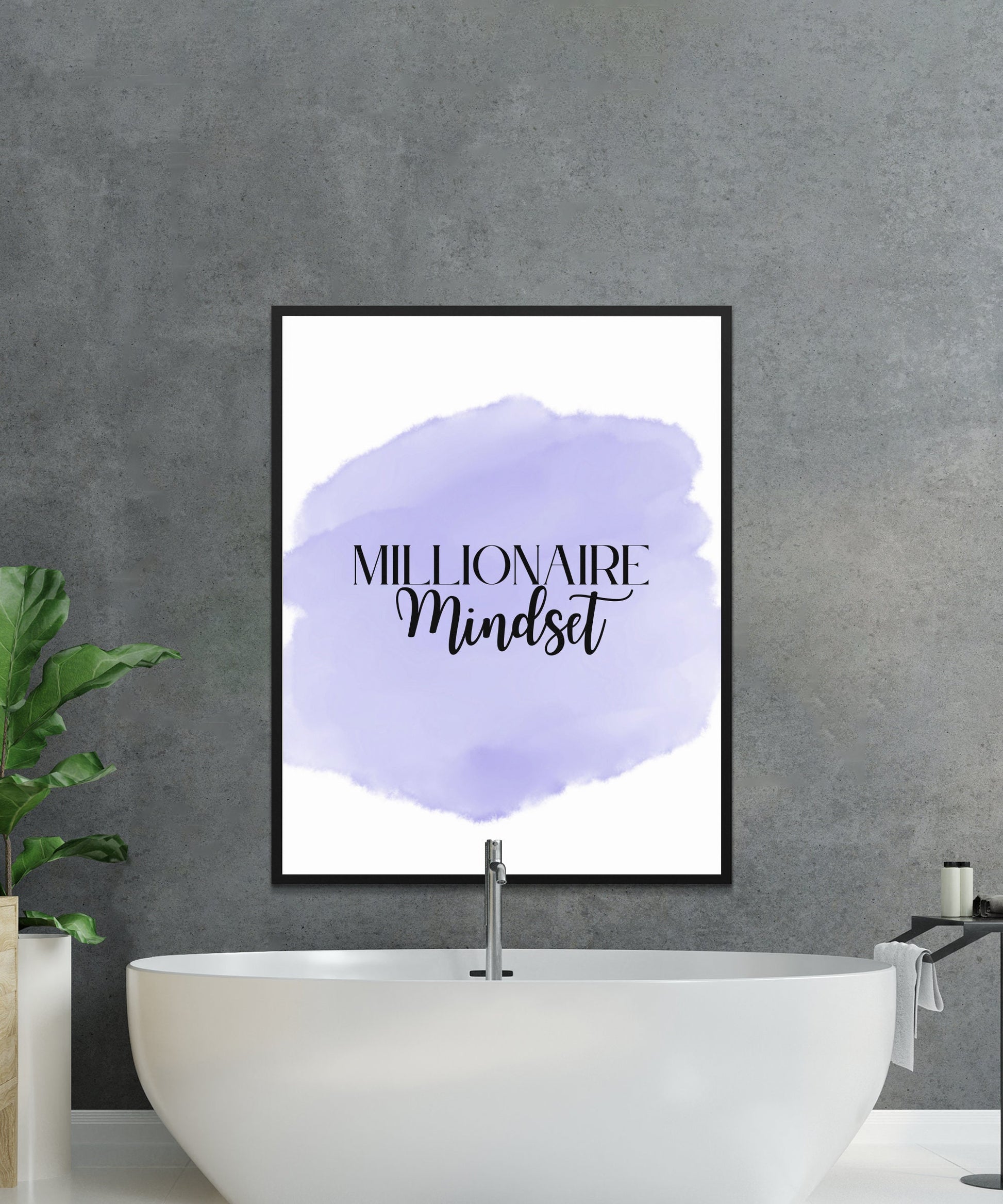 Digital Millionaire Mindset Wall Art Download in Lilac - Wealth Affirmations, Success Quotes - Inspirational Decor